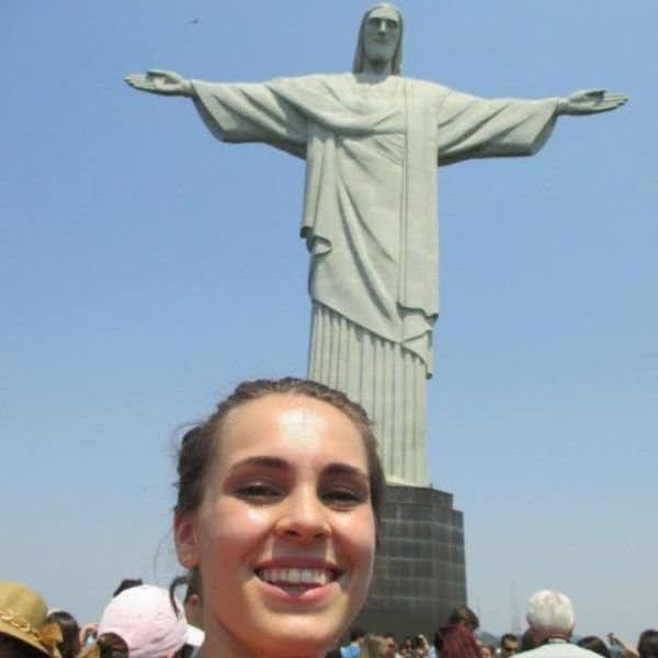 A YFU student in Brazil enjoying their time at the Christ the Redeemer statue