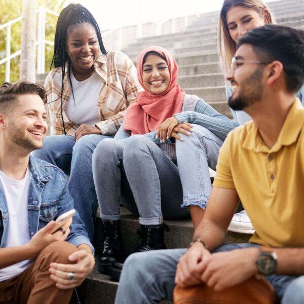 Diverse group of international students bonding