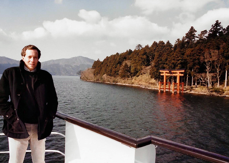 Alan Hershey on a boat in Japan.