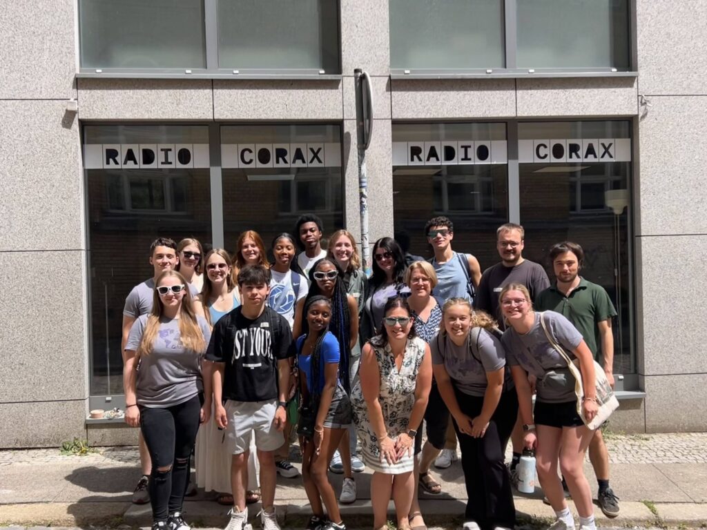 The group traveled to Radio Corax, a German youth radio station, where they produced their own segment.