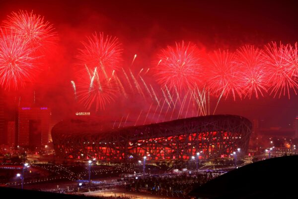 A fireworks display over Olympic Stadium in Beijing.