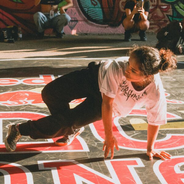 A breakdancer performs