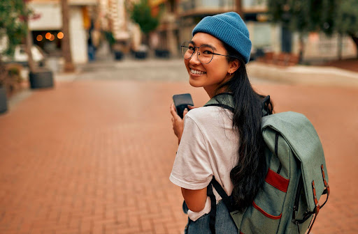apanese Exchange Student smiling while studying abroad in America